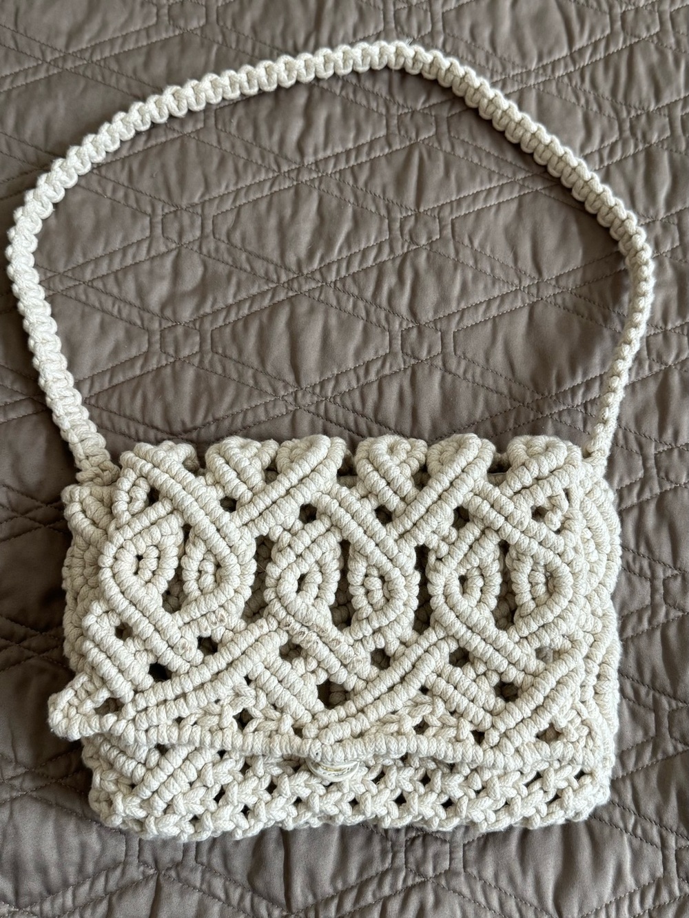 Zara Cream Macramé Shoulder Bag